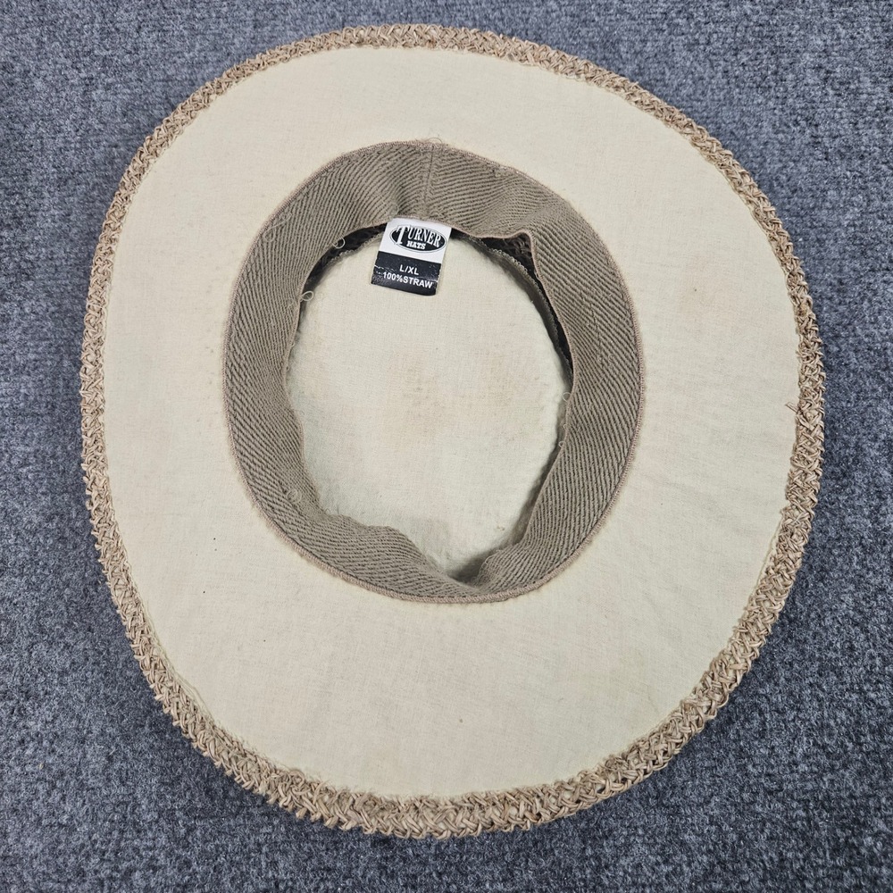 Turner Hats Wide Brim Sun Hat L XL Packable Straw Blue Band Resort Beach Coastal - Picture 6 of 7
